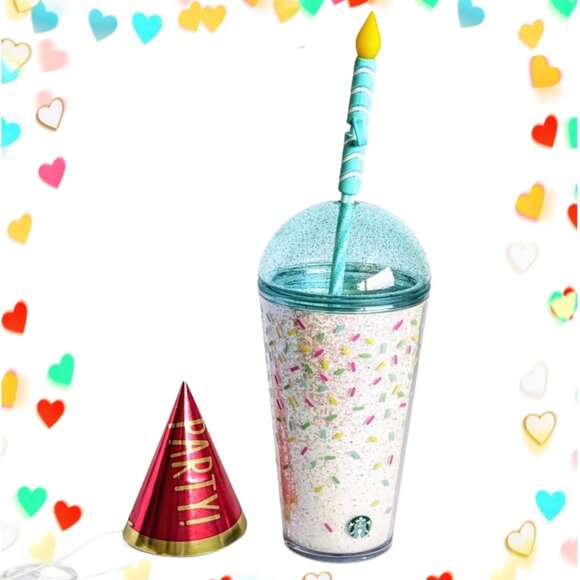 Starbucks 2025 Frappuccino 30th Anniversary Tumbler 16 Oz W/Candle Straw Topper - Picture 3 of 6